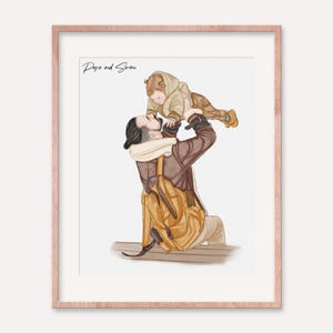 Ritratto di padre e figlio dipinto da foto / Regalo personalizzato per la festa del papà / Ritratto di famiglia ad acquerello / Regalo di anniversario personalizzato per il marito