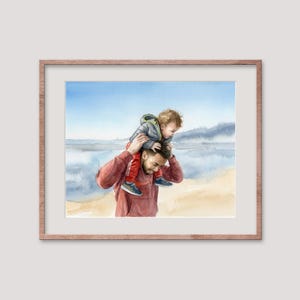 Hand-Drawn Custom Family Portrait, Watercolor Family Painting from Photo, First Father's Day Gift zdjęcie 7