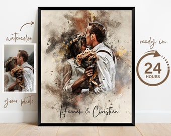 Couple Portrait | Wedding Portrait | Wedding Gift for Couple | Watercolor Portrait | Anniversary Gift Boyfriend | Gift for Husband