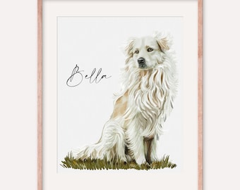 Custom Watercolor Pet Portrait from Photo, Dog Memorial Gift (Digital File)