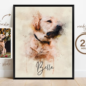 Personalized Watercolor Dog Portrait from Photo, Dog Portrait, Loss of Dog Cat Pet Gift Memorial, Painting from Photo, Pet Portrait Custom image 8