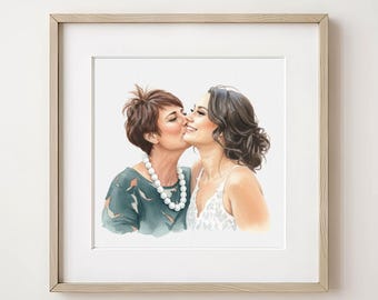 Custom Portrait from Photo, Gift for Mother, Family Drawing, First Mother's Day