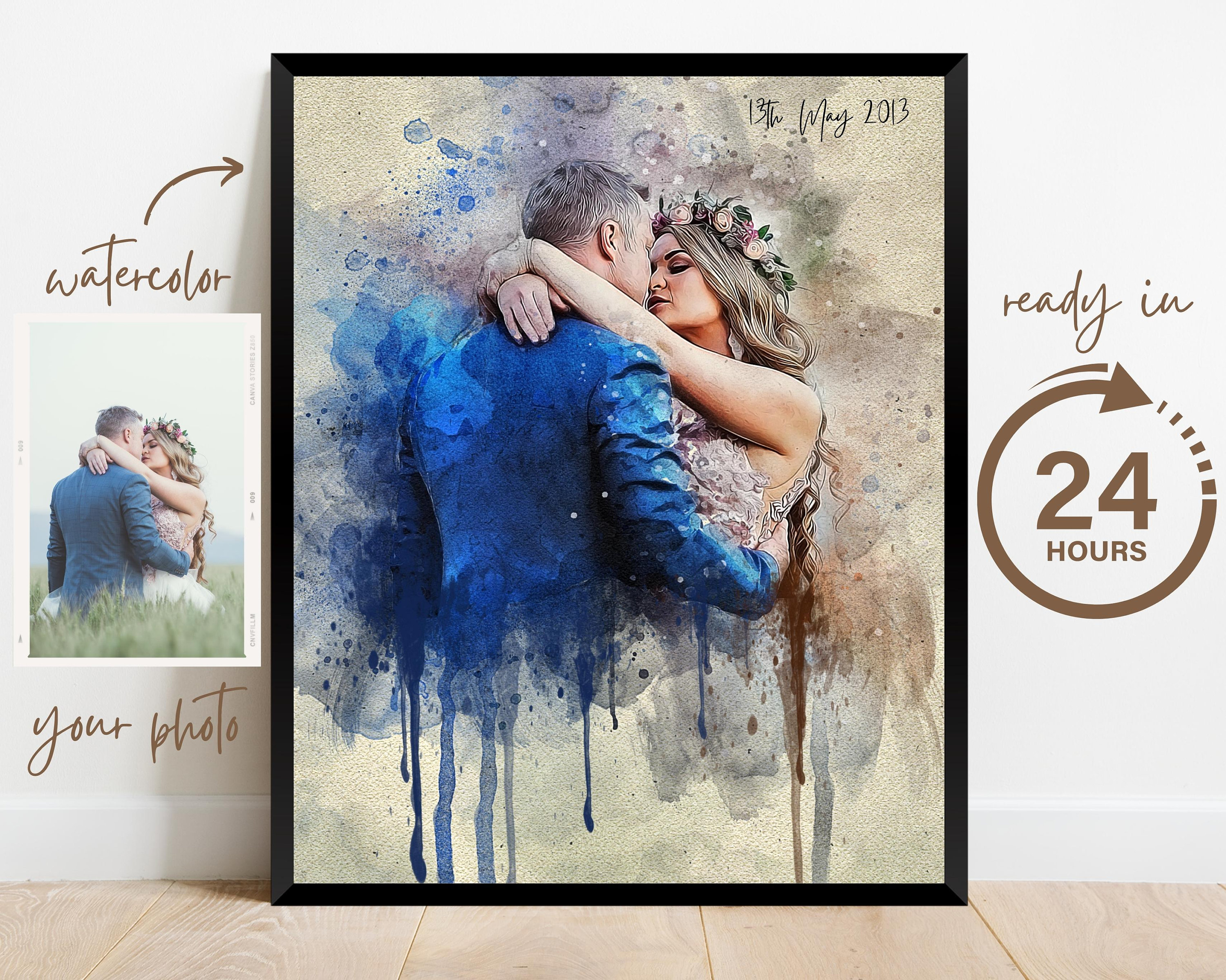 Personalised Couple Painting From Photo, Custom Couple Portrait, Personalized  Gift Boyfriend, Couples Gift - Best Personalized Gifts For Everyone