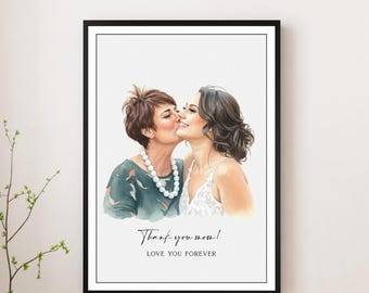 Hand-Painted Family Portrait, Custom Minimal Drawing, Miniature Family Painting, Hand-Drawn