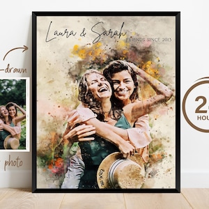 Best Friend Gift Personalized | Best Friend Birthday Gift | Best Friend Print | Custom Portrait | Friendship Print | Friendship Gift