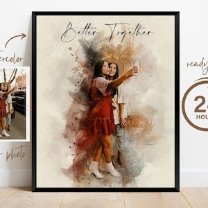 Retrato personalizado de mejores amigos, regalo de cumpleaños para mejores amigos, impresión de mejores amigos, regalo para mejores amigos, impresión de amistad, pintura de retrato en acuarela