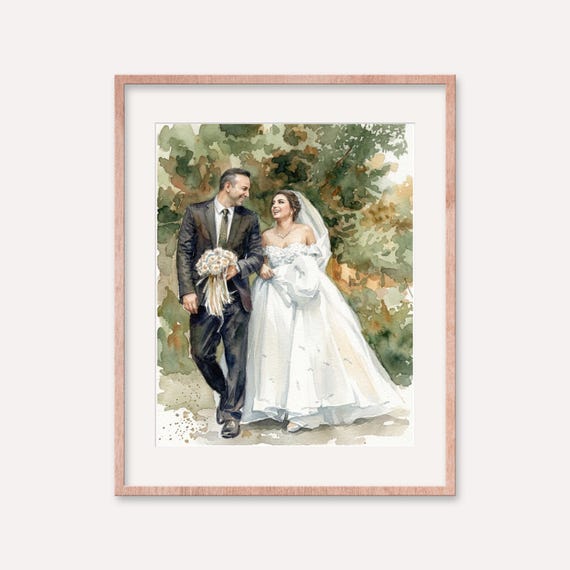 Custom Watercolor Couple Portrait Painting from Photo, Anniversary Gift Husband Wife Parents, Drawing, Sketch