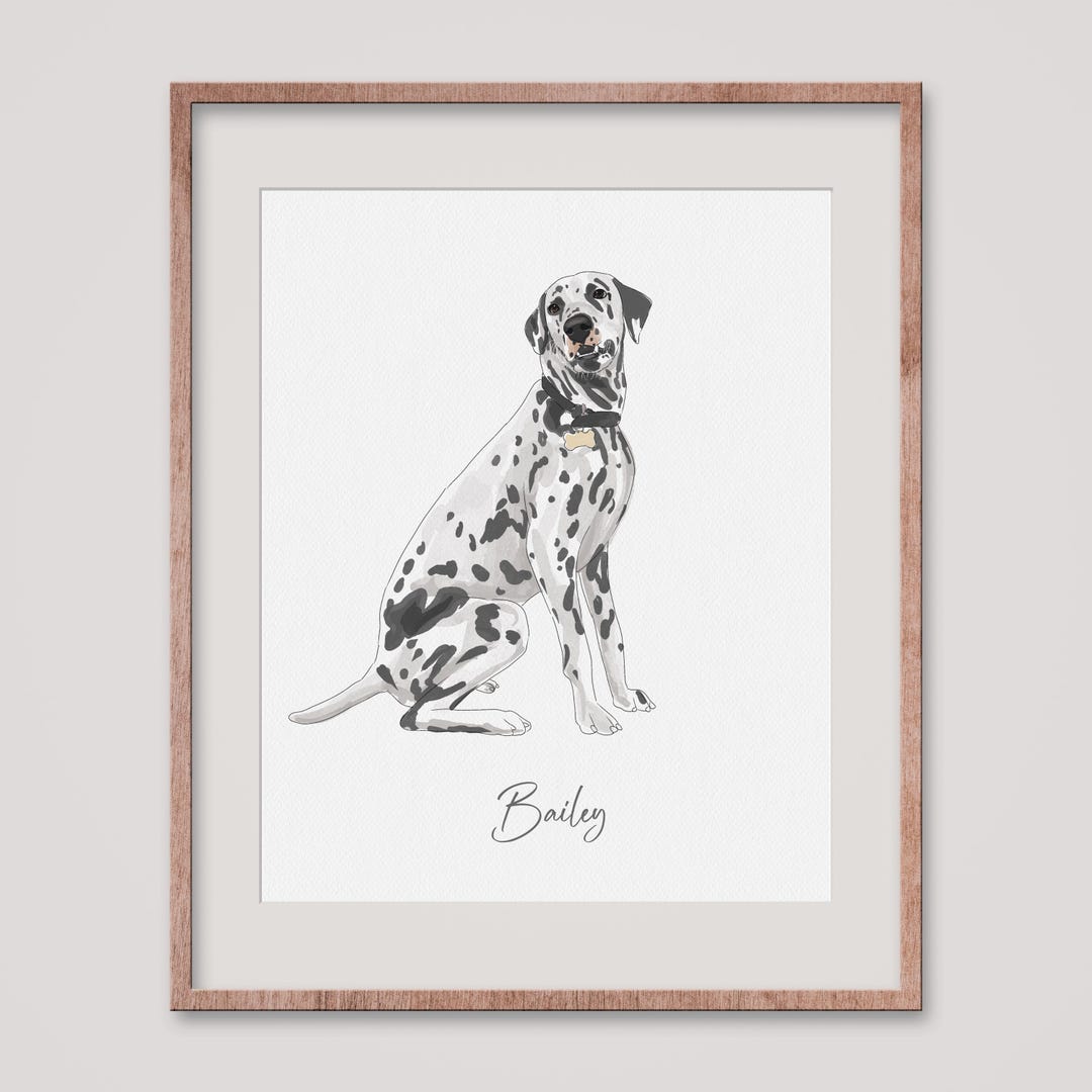 Hand Drawn Custom Dog Portrait From Photo, Dog Drawing, Loss of Dog ...