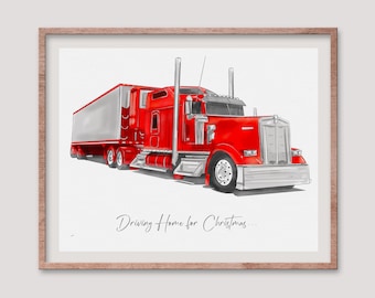 Truck Driver Gift, Custom Truck Portrait from Photo, Custom Truck Drawing, Husband Gift, Boyfriend Gift, Minimal Watercolor Car Painting