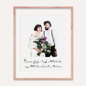 Retrato de pareja a partir de una foto, pintura de acuarela con una foto de pareja, regalo de retrato personalizado, regalo de retrato de aniversario, regalo del primer aniversario