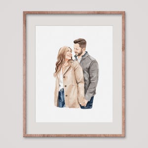 Aangepast portret cadeau stel, gepersonaliseerd portret stel, aquarelportret van foto, miniatuurportret, minimaal portret, tekening