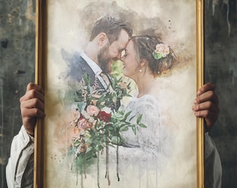 Custom Watercolor Couple Portrait from Photo, Anniversary Gift (Digital File)
