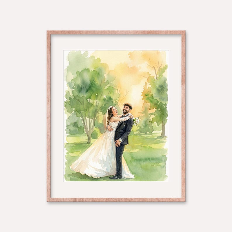 Hand-Drawn Custom Family Portrait, Watercolor Family Painting from Photo, First Father's Day Gift zdjęcie 5