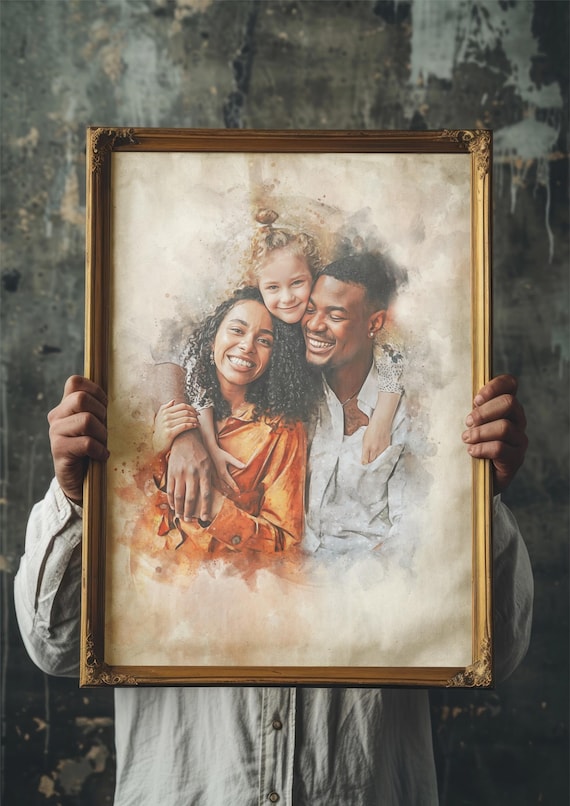 Custom Family Watercolor Portrait From Photo (Digital File)