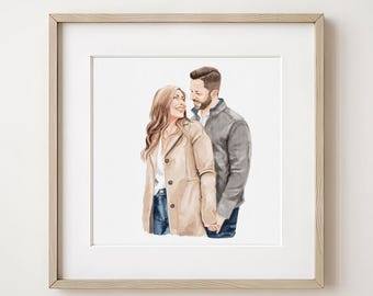 Wedding Anniversary Gift for Husband or Wife, Custom Couple Portrait, Watercolor Painting from Photo, Wedding Venue Drawing, Hand-Painted