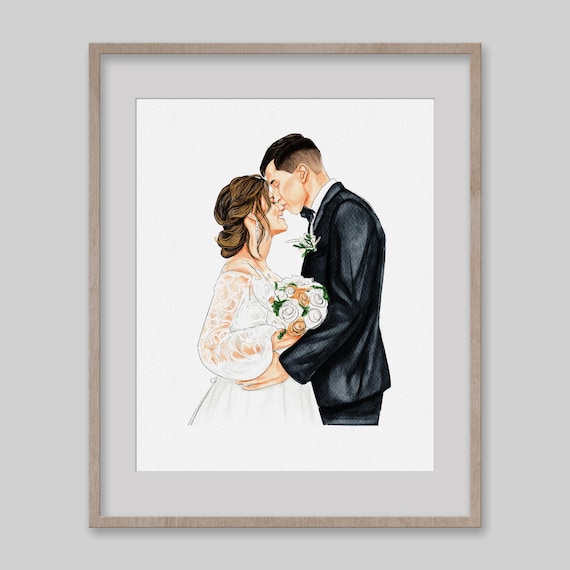 Personalized Watercolor Couple Portrait from Photo, Custom Wedding Anniversary Gift (Digital File)