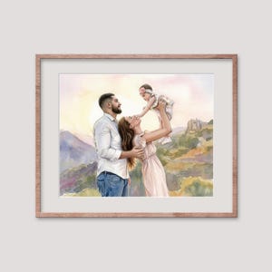 Custom Family Portrait from Photo, Hand-Painted Painting, Family Print, Illustration, Drawing image 4