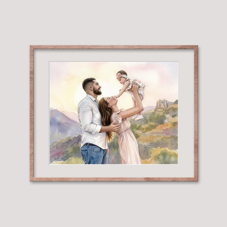 Custom Family Portrait from Photo, Hand-Painted Painting, Family Print, Illustration, Drawing image 4