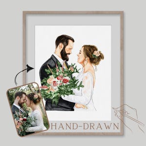 Aquarel portret, paar schilderij van foto, aangepaste verjaardag huwelijkscadeau voor man vrouw, tekening, illustratie, gepersonaliseerd cadeau