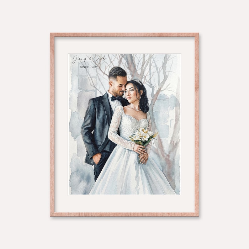 Hand-Drawn Custom Family Portrait, Watercolor Family Painting from Photo, First Father's Day Gift zdjęcie 6