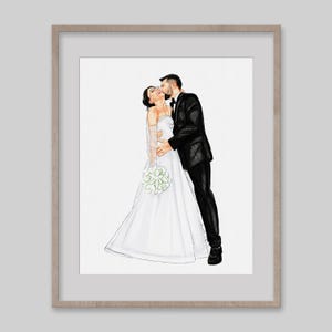 Regalo per il primo anniversario di matrimonio, regalo per il primo anniversario di matrimonio, ritratto di coppia ad acquerello, dipinto da foto, personalizzato