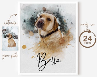 Custom Dog Portrait Watercolor Dog Portrait from Photo Dog Memorial Gift Custom Pet Portrait Personalized Watercolor Painting from Photo