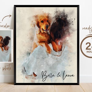 Personalized Watercolor Dog Portrait from Photo, Dog Portrait, Loss of Dog Cat Pet Gift Memorial, Painting from Photo, Pet Portrait Custom image 9