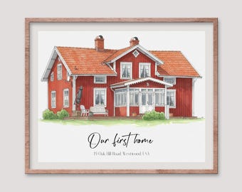 Custom House/Home Portrait from Photo, Watercolor Pencil Art