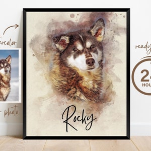 Personalized Watercolor Dog Portrait from Photo, Dog Portrait, Loss of Dog Cat Pet Gift Memorial, Painting from Photo, Pet Portrait Custom image 5