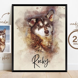Dog Portrait Custom, Dog Gift Memorial, Dog Portrait, Personalized Watercolor Dog Portrait from Photo, Painting from Photo, Pet Portrait