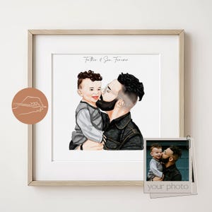 Regalo di compleanno per papà, padre e nonno, ritratto personalizzato, padre, figlia, figlio, bambini, dipinto ritratto da foto, disegno ritratto di famiglia personalizzato