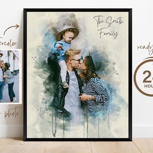 Custom Family Portrait | Family Print | Watercolor Painting Portrait | Mother's Day Gift Custom | Anniversary Gift | Portrait from Photo