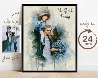 Custom Family Portrait | Family Print | Watercolor Painting Portrait | Mother's Day Gift Custom | Anniversary Gift | Portrait from Photo