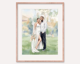 Personalized Couple Portrait Drawing, Anniversary Gift Husband Wife, Custom Watercolor Painting, Illustration, Sketch