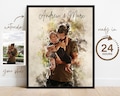 Watercolor Family Portrait | Father Son Painting Portrait from Photo | Custom Father's Day Gift | Personalized Anniversary Gift for Husband