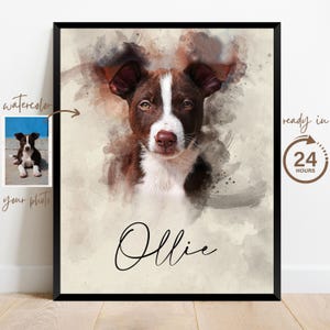 Retrato de animal de estimação em aquarela a partir de foto, impressão personalizada de animal de estimação, pintura personalizada de cachorro, presente para perda de animal de estimação, presente personalizado para dono de cachorro, presente memorial para animal de estimação