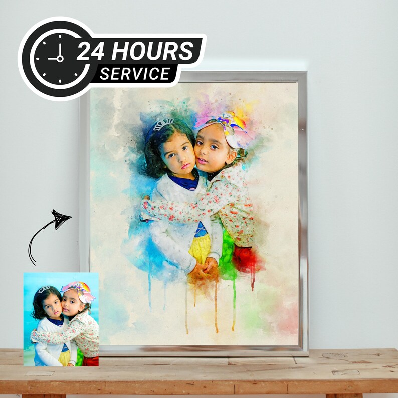 Watercolor Oil Painting From Photo, Family Portrait, Personalized Gift