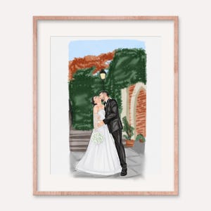 Ritratto di coppia personalizzato, ritratto ad acquerello da foto, regali fotografici personalizzati, regalo per il primo anniversario moglie marito, ritratto di matrimonio