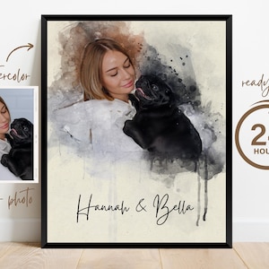 Personalized Dog Owner Gift Memorial Pet Portrait Custom Watercolor Dog Portrait from Photo Custom Dog Portrait Custom Painting From Photo