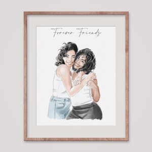 Custom Best Friends Portrait, Best Friend Birthday Gift, Best Friend Print, Best Friend Gift Personalized, Friendship Print, Friendship Gift