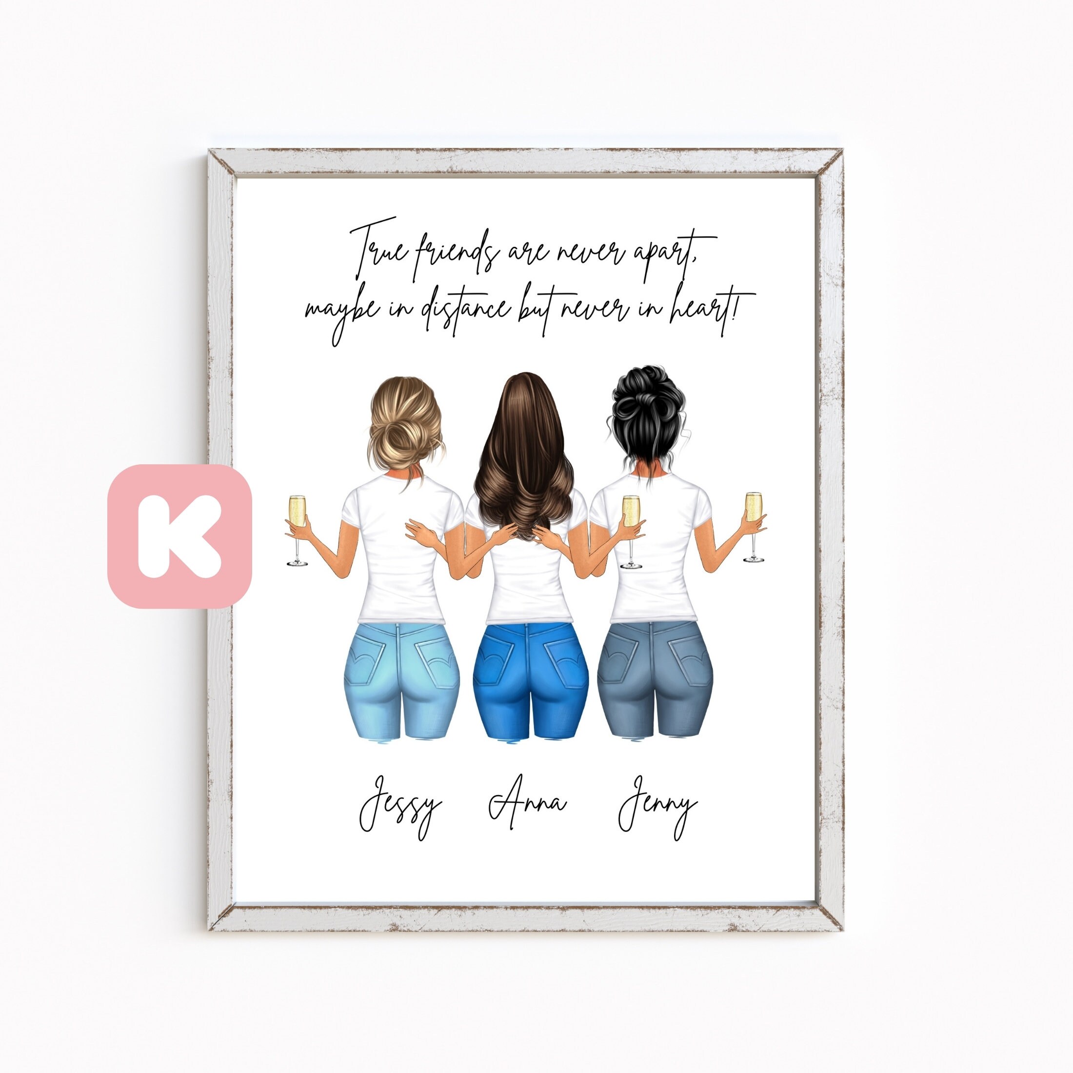 Dessin Pour Sa Meilleure Amie Facile Meilleure amie image cadeau 3 copines image personnalisé - Etsy Canada