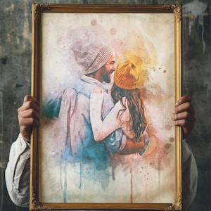 Wedding Gift for Couple | Watercolor Portrait | Couple Portrait | Custom Portrait | Anniversary Gift Boyfriend | Gift for Husband