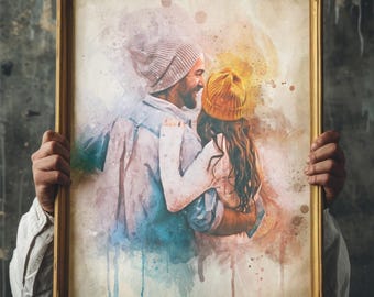 Wedding Gift for Couple | Watercolor Portrait | Couple Portrait | Custom Portrait | Anniversary Gift Boyfriend | Gift for Husband