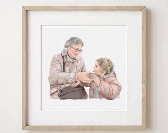 Custom Watercolor Family Portrait: Hand-Painted from Photo (Digital File)