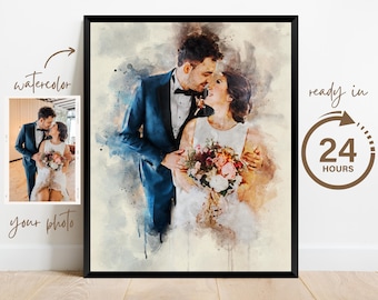 Custom Couple Portrait | Portrait from Photo | Anniversary Gift | Boyfriend Anniversary Gift | Husband Anniversary Gift | Couple Gift