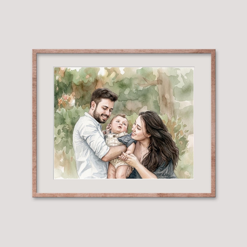 Custom Family Portrait from Photo, Hand-Painted Painting, Family Print, Illustration, Drawing image 6