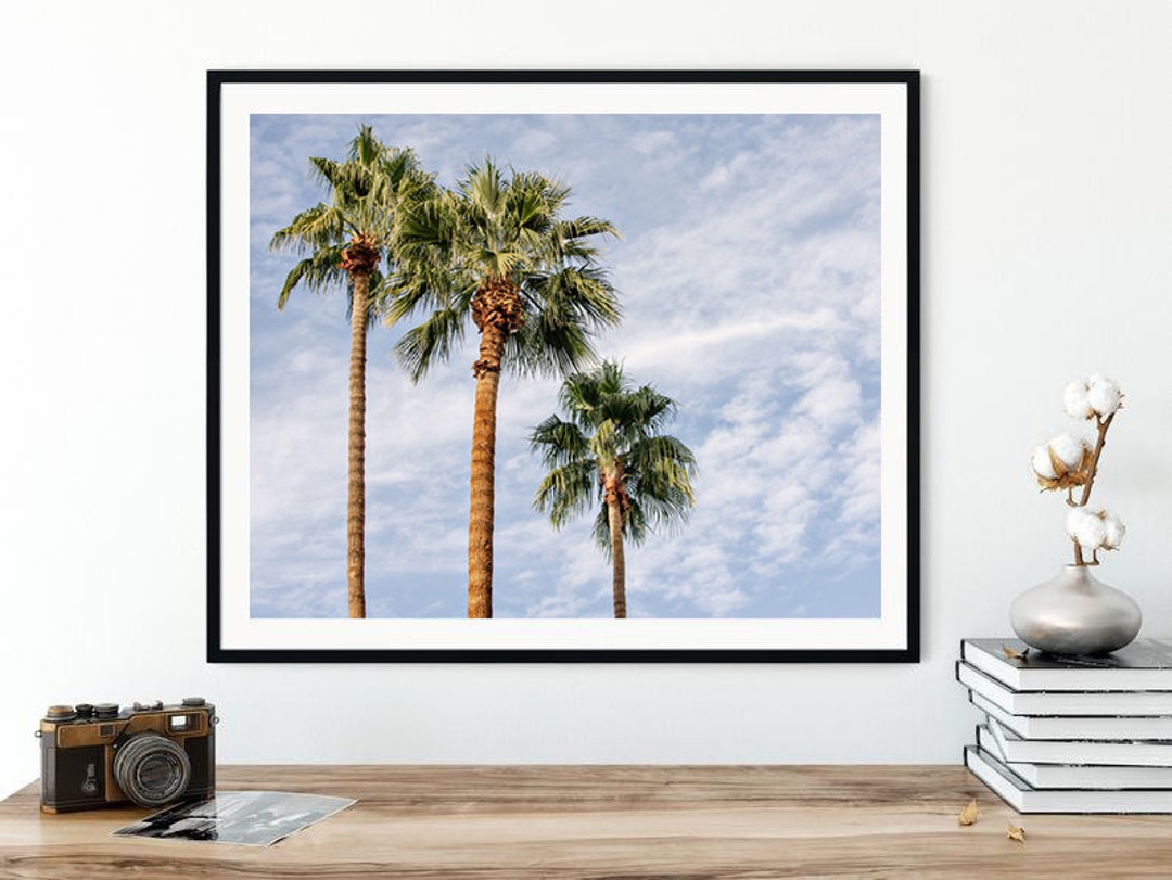 Minimalist Three Palm Trees Blue Sky – Palm Springs Wall Art - Etsy