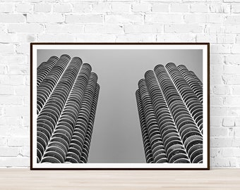 Corn Cob Buildings | Chicago Photography | Black and White | Wilco | Chicago Print | Fine Art | Marina City | Architecture Photo | Wall Art