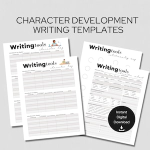 Character Development Writing Templates - Plan a Novel - Character Templates, Logs, Relationship Maps - Character Sheets for Fiction Writing