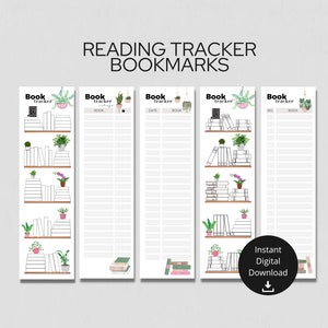 Reading Tracker Bookmarks for Use as Reading Logs, Reading Planners, and Book Trackers - Printable, Instant Digital Download